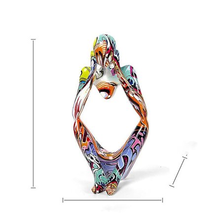 Farverig Graffiti Abstrakt Harpiks Håndlavede Håndværk Skulptur Tænker Figur Statue Boligindretning Interiør Kontor Skrivebord Ornamenter