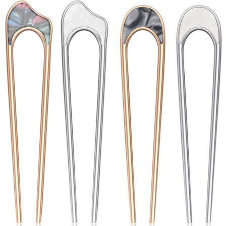 4 kpl U-muotoisia hiusneuloja Vintage-metallihiusneulahaarukkapinnejä Hiussolkihiuspuikot Elegantin hiuspuikot U-muotoinen päähine