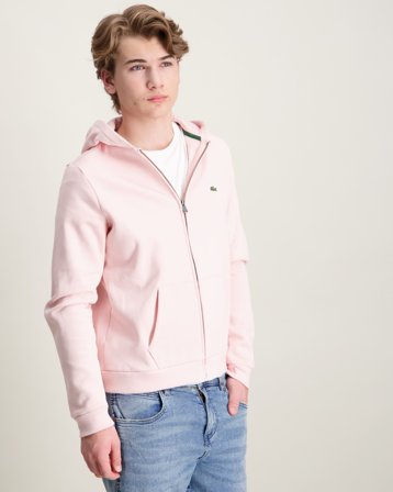 Lacoste LCB CORE FLEECE FULL ZIP HOODI Rosa Huvtröjor/Hoodies Kille - Kids Brand Store