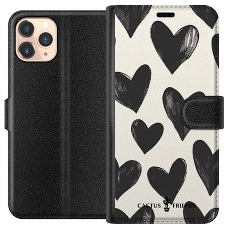 Yhteensopiva Lompakkokotelo Apple Apple iPhone 11 Pro Cactus and Friends - Bold Black Love Pattern