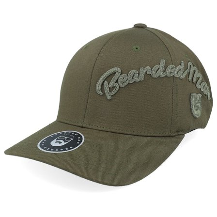 Bearded Man - Grønn flexfit Caps - Side Arch 3d Logo Wooly Combed Olive Flexfit @ Hatstore