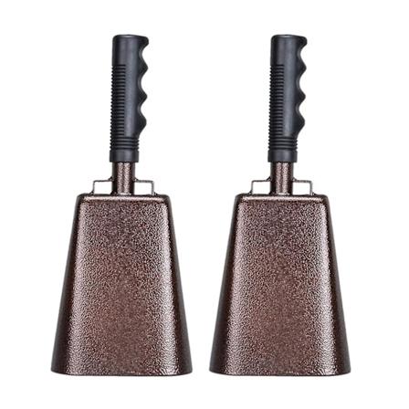 Ko-klocka 2-pack, Ko-klocka med Handtag, Cheerleading Handklockor för Fotbollsmatcher, Fester, Gårdar, Sportaktiviteter Brown