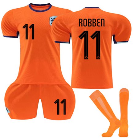 Gos- EC 2024 Fotballdrakt Nederland Hjemme Oransje 11 ROBBEN