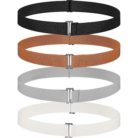 4 st damer osynliga bälten elastiska bälten platta spänne bälte med elastiskt gummiband