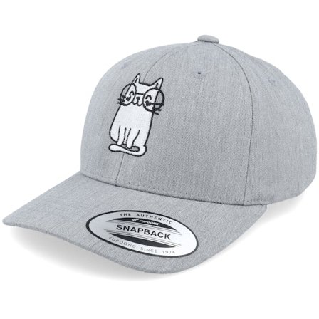 Kiddo Cap - Grå adjustable Kasket - Kids Little Cat With Glasses Grey Adjustable @ Hatstore