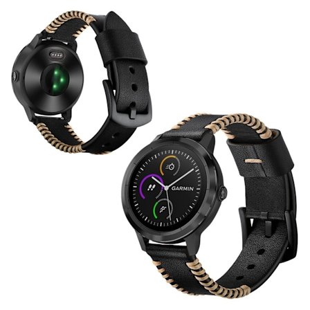 Garmin Vivoactive 3 / Vivomove HR harjun tyyliin aito nahkainen kellonauha - Musta