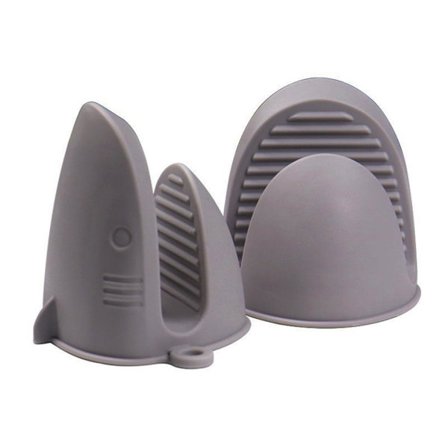 Ugnsvantar, miniugnsvantar, silikon värmebeständiga matlagningshandskar och fritös köksvärmebeständiga handskar (grå)