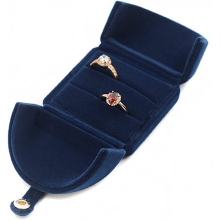 1 stk Dobbel Fløyel Ringboks med Knapper Fløyel Ring Bokser for E