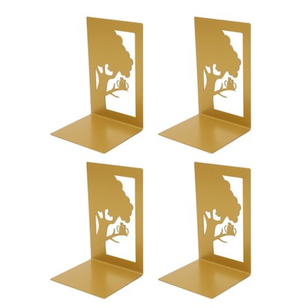 4 stk. Metal Bogstøtter Udhulning Robust Konstruktion Heavy Duty Bogstøtter med Skridsikre Skum Puder Bogstøtter til Bøger CD DVD