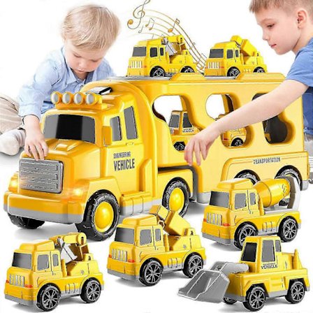 7 I 1 Lastbil Friktionsdrevet Legetøjsbil, Brandbil Legetøj, Byggebil Legetøj, Politibil Legetøj til Småbørn (FMY)