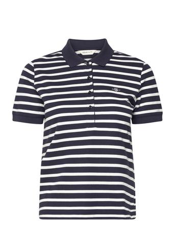 Slim Striped Shield Ss Pique Polo Navy GANT