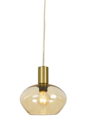 Aneta Lighting BELL vinduspendel, matt messing/amber, E14, 4m ledning, støpsel og brytere