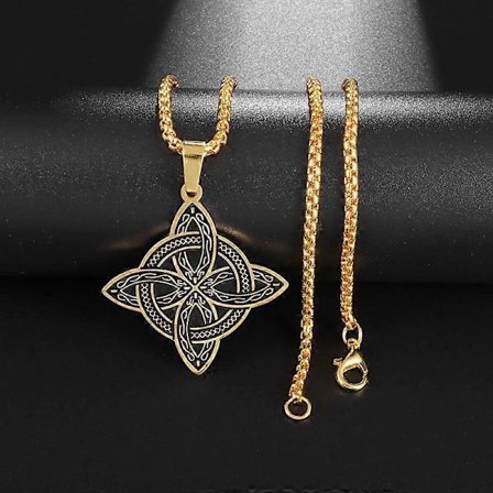 Häxknut Halsband Rostfritt Stål Magisk Knut Pagan Häxkonst Symboler Hänge Keltisk Knut Halsband Smycken Gåvor för Kvinnor