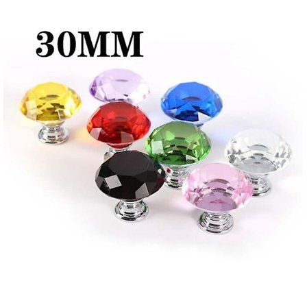 10 st Lila Kristallknoppar för Skåp och Lådor med Skruvar, Kristallhandtag för Lådor, Dörrknopp för Byråer, Elegant och Gul