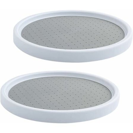 Plastik Drejeskive til Krydderier, 2 Stk. Krydderi Drejeskive Rund Opbevaring, Krydderihylde Drejebakke, Køkken Skab Drejeskive til Køleskab, Skab