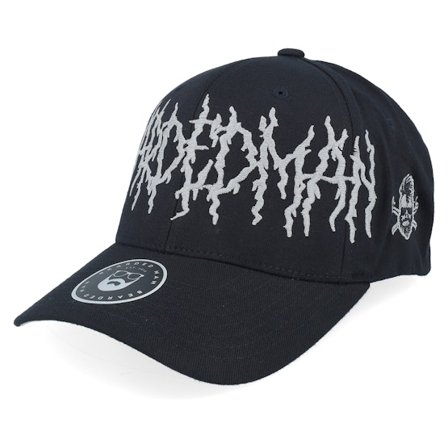 Bearded Man - Sort flexfit Kasket - Big Death Metal Logo Reflective Combed Black Flexfit @ Hatstore