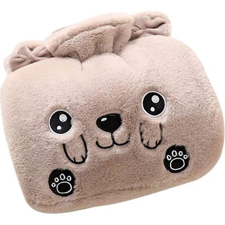 Varmvattenflaska med handficka, 1,25 L tecknad varmvattenflaska med lock päls varmvattenflaska