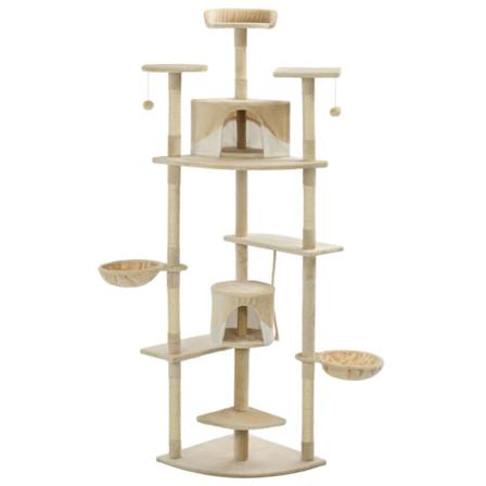 Vidaxl Katt Klösträd Med Klöspelare I Sisal 203 Cm Beige Och Vit Multifärg