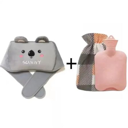 Varmtvandsflaske, 1L varmtvandsflaske med blødt taljeomslag, varmepude til nakke, skuldre, ryg, ben