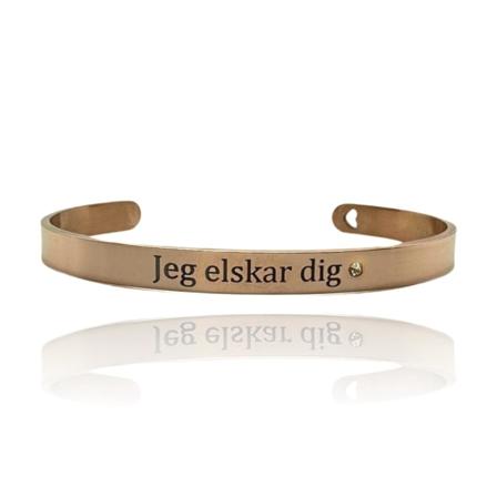 Rannekoru ''Jeg elsker dig'' sydänkivellä, tanskalainen ystävänp Pink gold one size