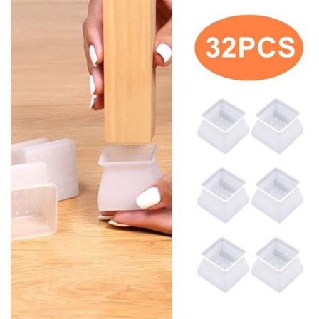 Silikone Stolefødder Hætte Firkantet, 32 STK Borde Stole Fødder Puder Hætter