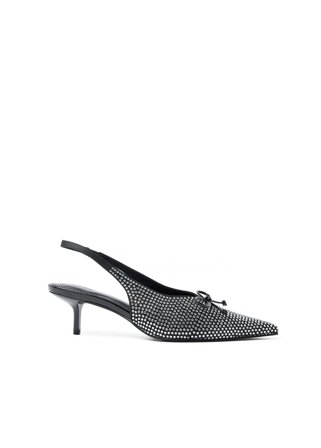 NA-KD Pumps med slingback och rosettdetalj - Högklackade skor - Silver - EU 37