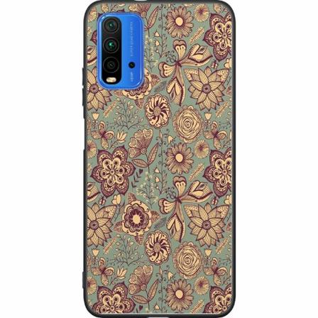 Xiaomi Redmi 9t Svart Skal Vintage Flowers