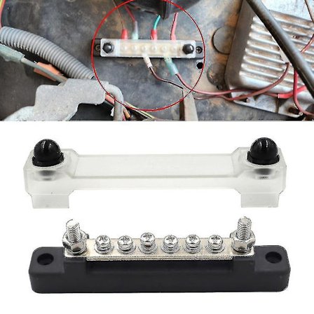 Bilterminalblok Negativ Samleskinne 12v Strømfordelingsblok M8 Termianl Bus Til Bil Båd Solcelleanlæg Sort Rød