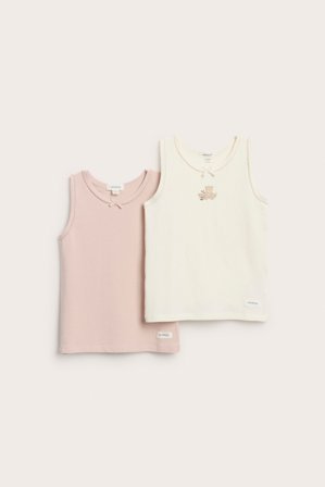 Newbie | Linnen med rosetter 2-pack Offwhite 86/92 | Offwhite