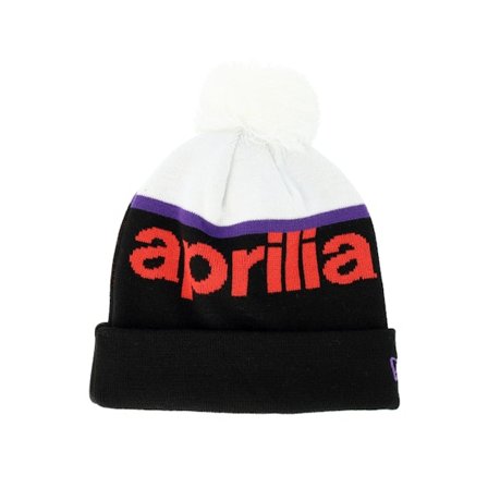 New Era - Motor Noir pom Bonnet - Aprilia Wordmark Knit Black Pom @ Hatstore