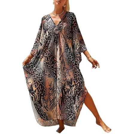 Kjoler Cover Up til Badetøj Kvinder Plus Size Dyreprint Resort Kjole