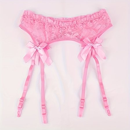 Sexet dame strømpebånd i blonde med sød sløjfe, justerbare brudestrømpebånd