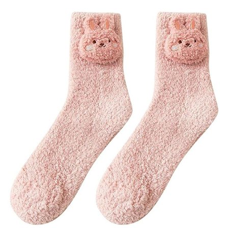 Fuzzy Animal Socks 3D Animal Cartoon Socks PINK