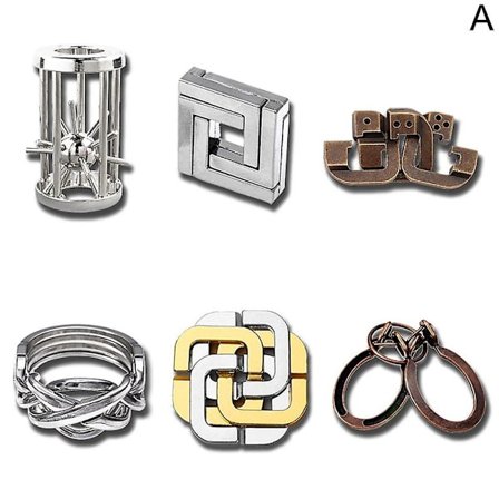 Klassisk låsepuslespil i metal - Hjernegymnastik IQ-test - Intelligenslegetøj til børn og voksne (FMY)