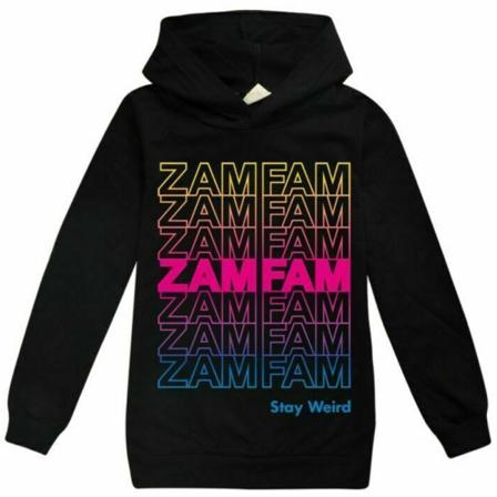 Lasten ZAMFAM Print Hoodie Pullover Top Neulehuppari black 140cm