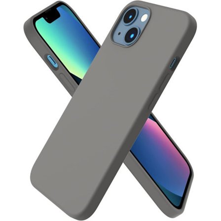 iPhone 13 Deksel, Flytende Silikondeksel for 6,1 tommer iPhone 13, Ultratynt Deksel, Full Dekning Støtsikkert Beskyttende Mykt Deksel Kul Grå
