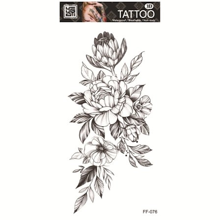 Vandtæt midlertidig tatovering - Blomsterdesign Model 3