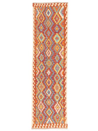 Kelim Afghan Old Style Handvävd 83X297 Hallmatta Orange/Röd Afghanistan
