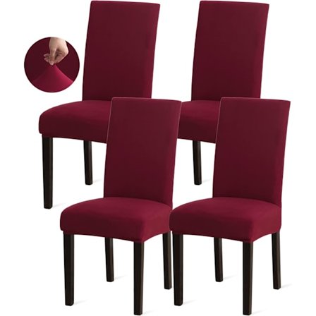 4 stk. Stolebetræk, Køkkenstolebetræk, Parsons Stolebetræk, Spandex Stolebetræk til Spisestue Stretchstole - Rød
