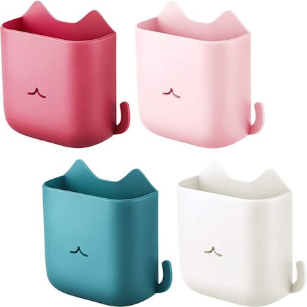 Fjernbetjeningsbeslag, vægmonteret fjernbetjeningsboks holder organizer selvklæbende mobiltelefon vægbeslag til hjemmekontor og skole