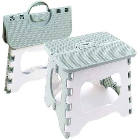 Fällbar pall Kompakt hopfällbar pall i plast Håller upp till 300 lbs, 12 tum, 30 cm, halkfri (grön) 1 st