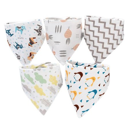 5-pack haklappar i ekologisk bomull i pastellfärger. Fixerad form4