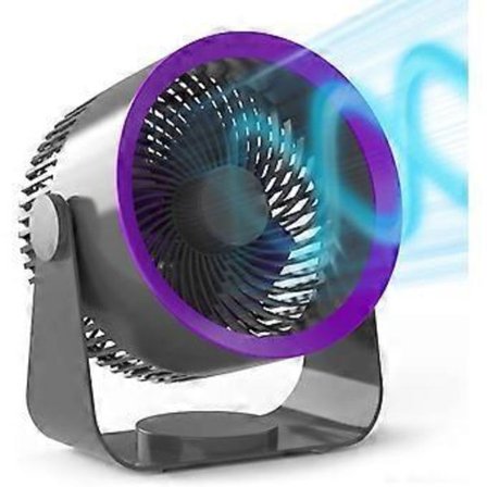 Luftcirkulationsfläkt, 6000 mAh Batteridriven Vortexfläkt med 21 Meter Starkt Luftflöde, Tyst Bordfläkt för Hemmet, 23 cm, 90°