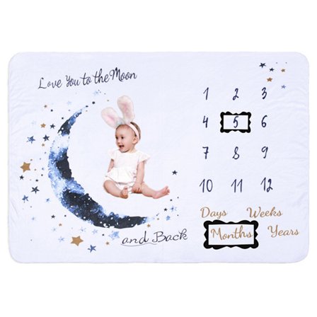 Baby Månedlig Milepæl Flanell Fotograferingstæppe Nyfødt Foto Prop