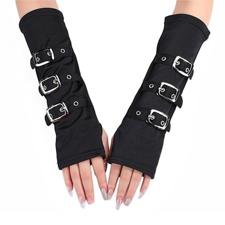 Kvinnor Handledsvante Halvfinger Nitbälte Punk Party Handske