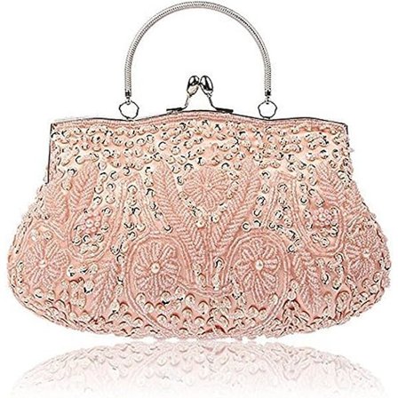 Beaded paljett Flower Evening Handväska Stor Clutch