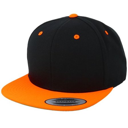 Yupoong - Svart snapback Keps - Classic Black/Neon Orange Snapback @ Hatstore