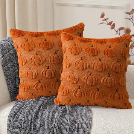 ING Höst Kuddfodral - 45x45cm Pumpa Dekoration - Mjuka Soffa och Stol Kuddar - Set med 2