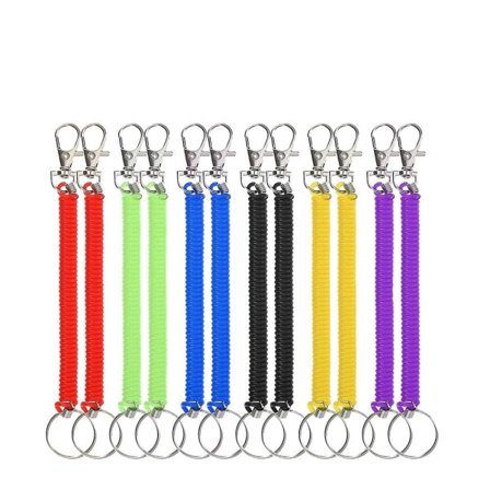 12 stk strækbare spiral nøgleringe Farverige plast nøgleringe Fjeder indtrækkelig nøgleholder (tilfældig farve) (12 stk) IC