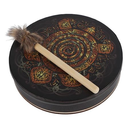 Shaman Tromme Vegetarisk Totem Skildpadde Lydhealer med Trommestik Boligindretning Gave Musikelskere